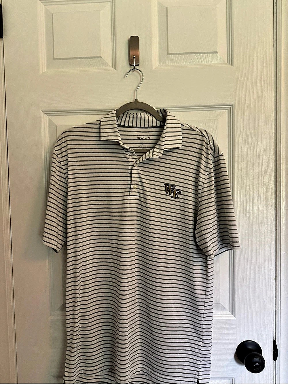 Johnnie-O Striped Wake Forest Polo White & Gray Small